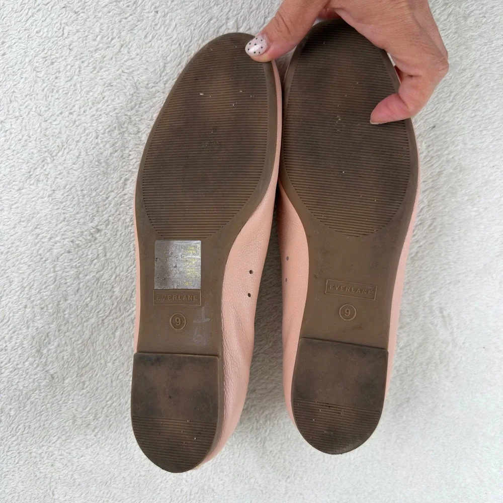Everlane The Day Glove Rose Pink Leather Ballet Flats Women 9 Rounded Toe